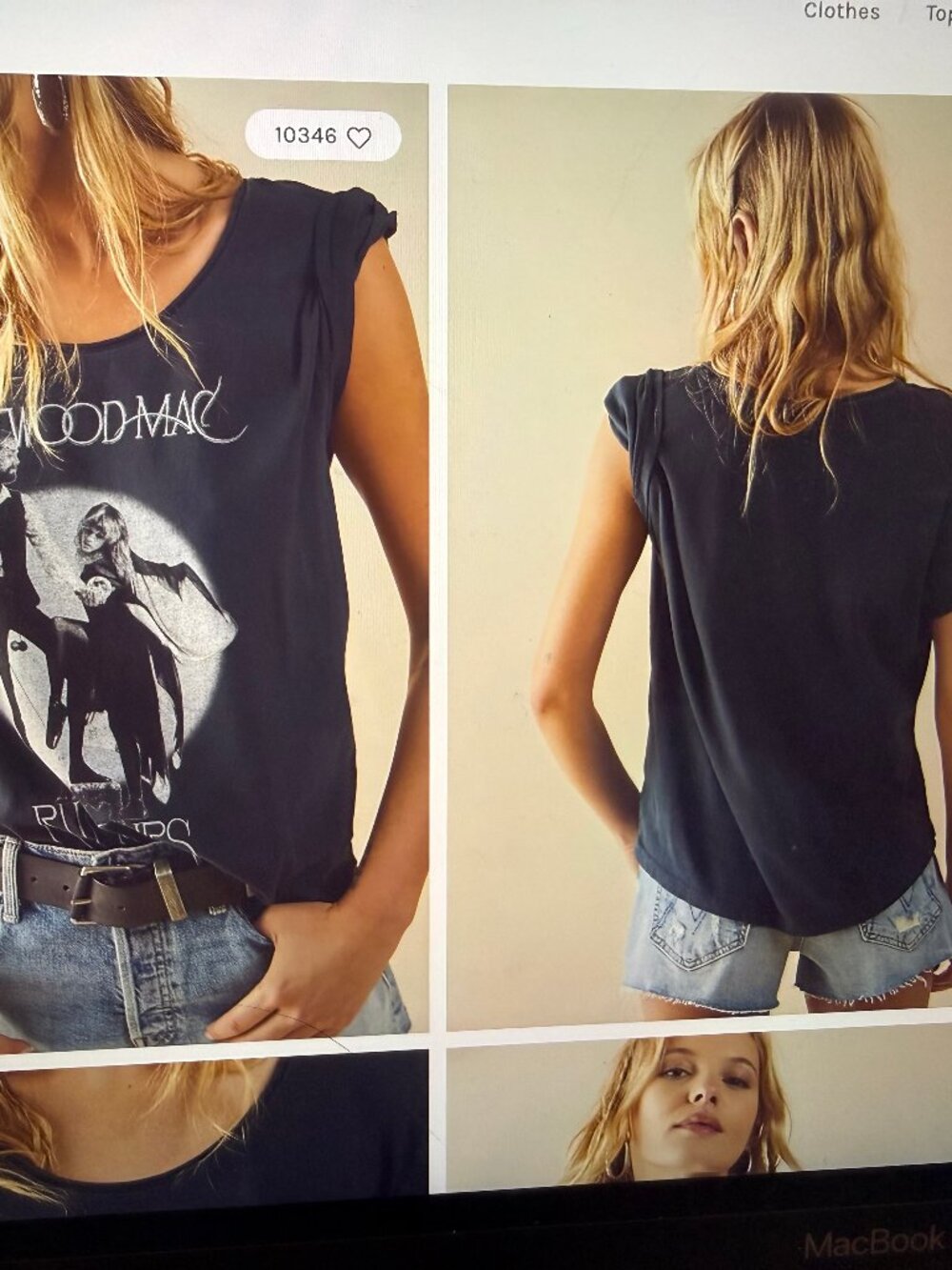 Daydreamer, Fleetwood Mac Rumours U-Neck Tee, Black, Medium, Great Condition